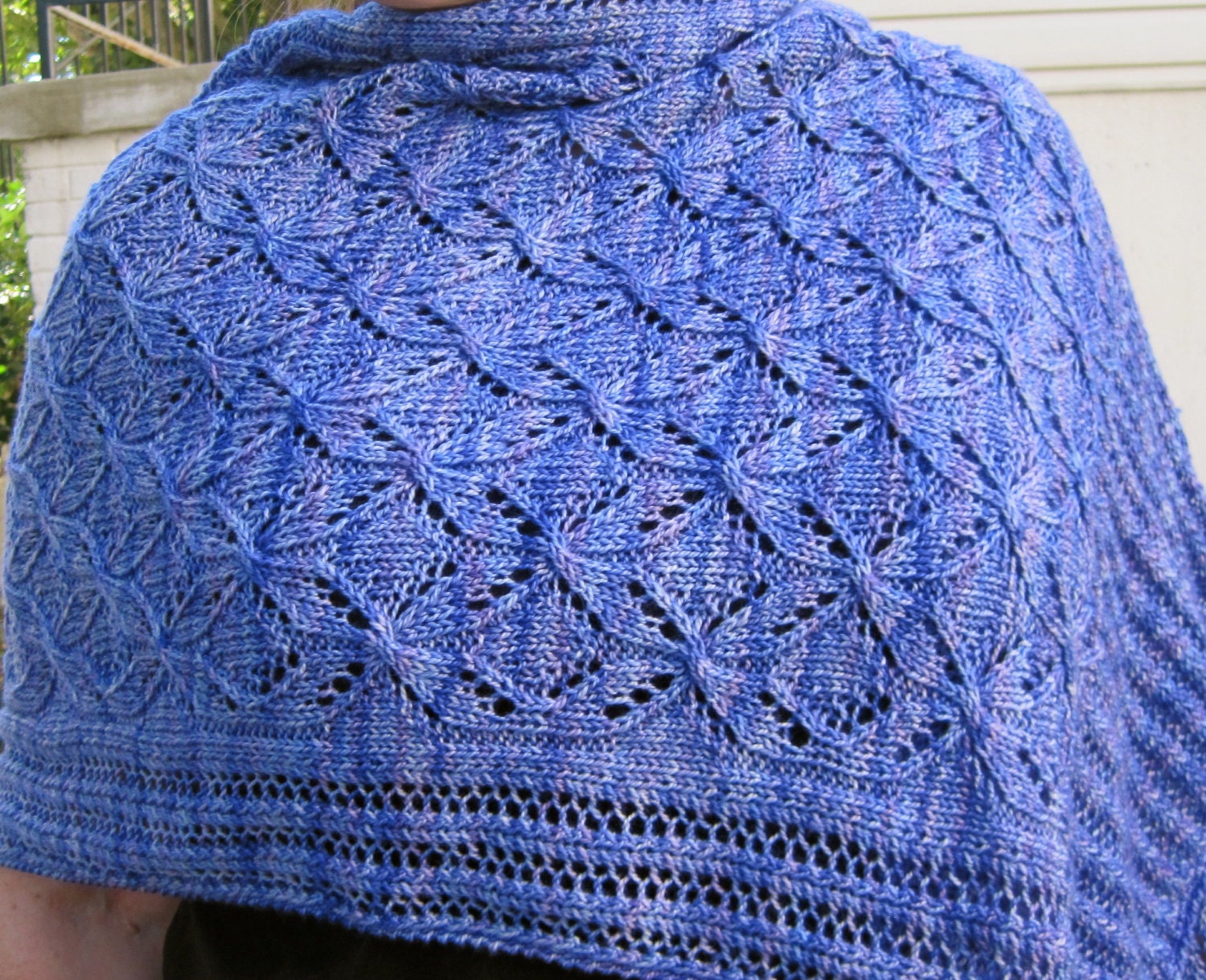 Knit Shawl Pattern: Cable Lace Snowflake Shawl Knitting