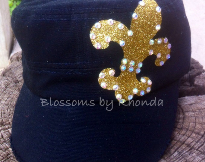 Fleur de lis, Saints Football, Womens Baseball Cap, Custom Cadet Hat, Gift for Her, Womens Personalized Hat, New Orleans Cap, Trucker
