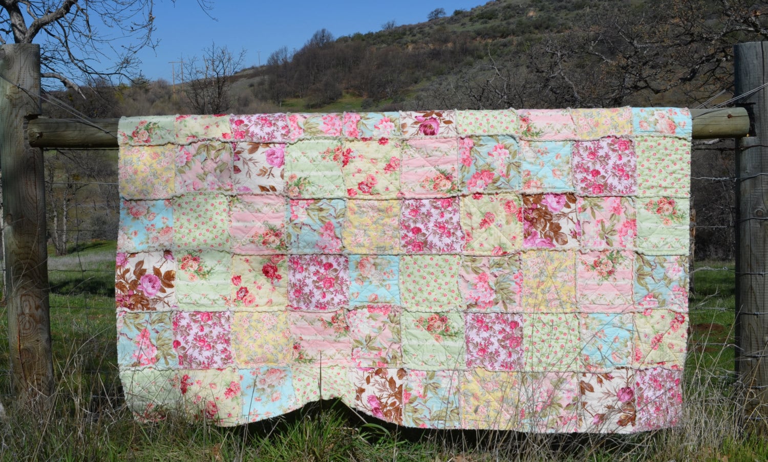 Shabby Chic French Country Rag Quilt by SeasonOfTheStitch on Etsy