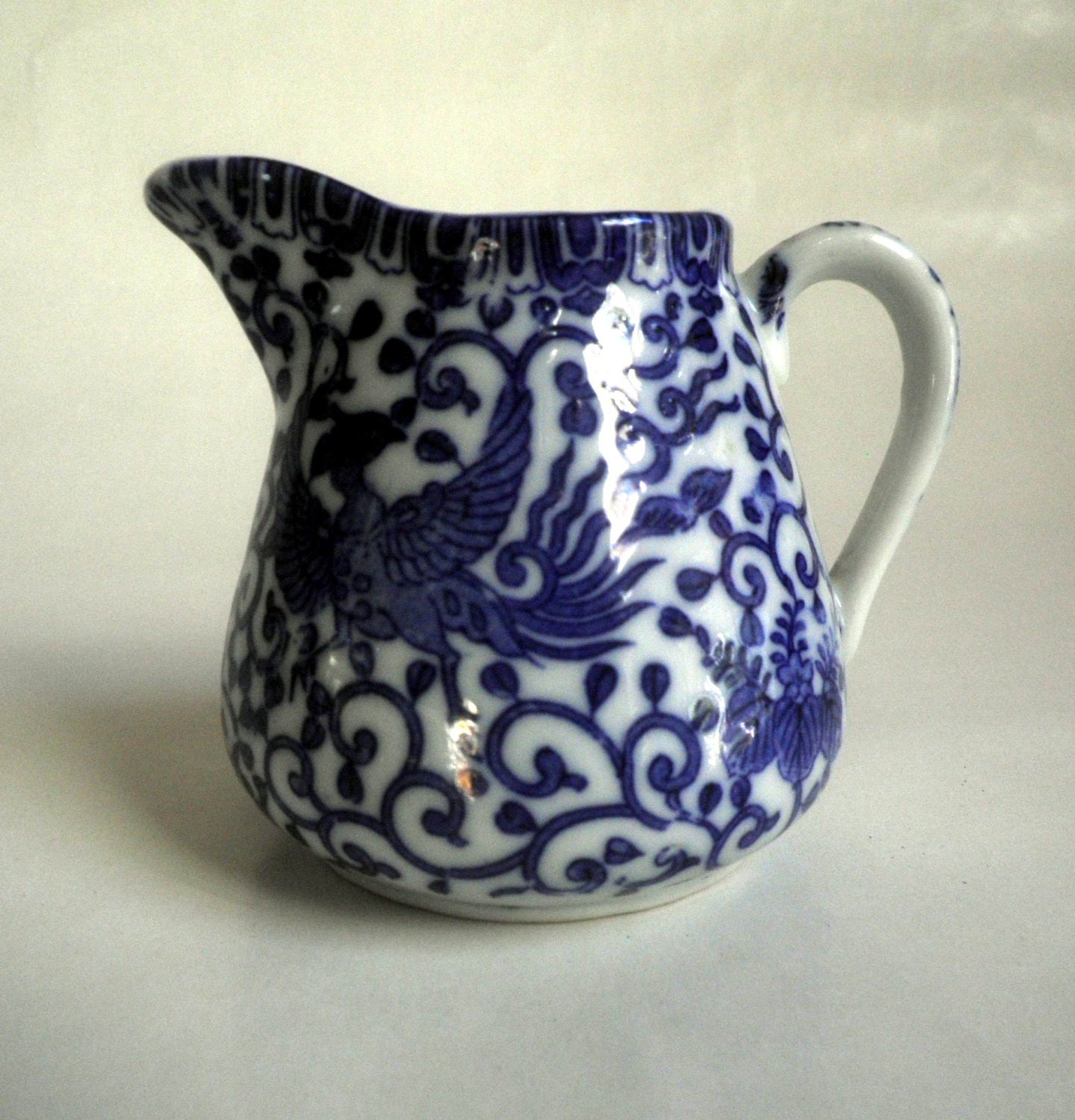 Blue and White porcelain Creamer Japan small by RebeccasVGVintage