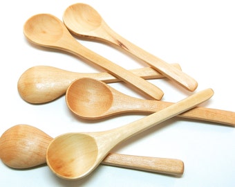 6 Small Wood Spoons, Mini Wooden Spoons for Honey and Bath Salt Jars, Seasonings, Jelly and Jam, Mixes