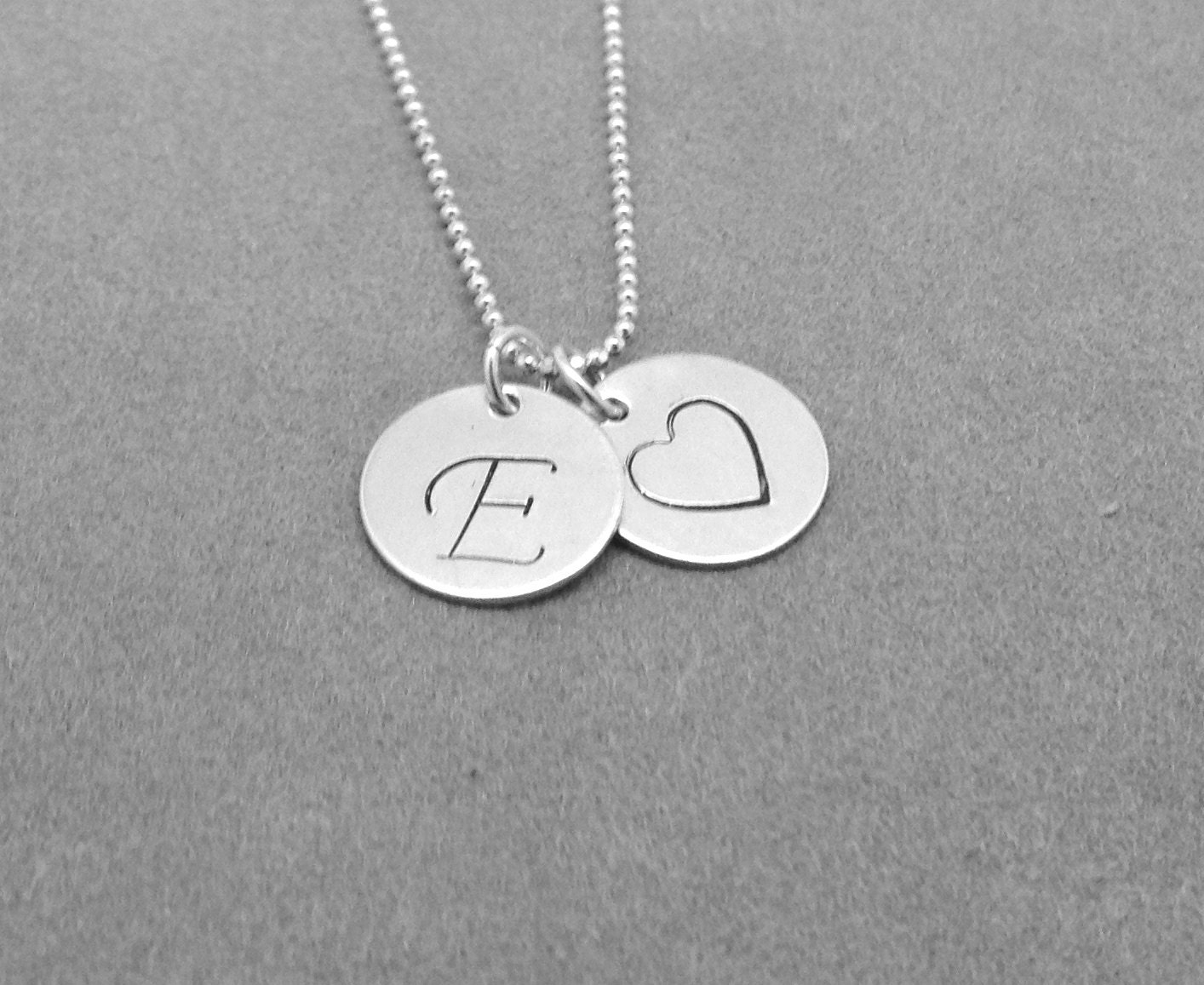 Script Initial Necklace Heart Necklace Letter E Necklace