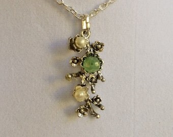 Silver Branch with Pearls and Crystal Necklace