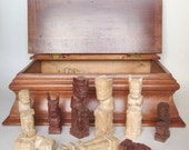 SALE Hand Carved Chess Pieces Set, Vintage Machu Picchu