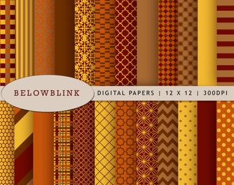 Thanksgiving Digital Paper Pack, Scrapbook Papers, 24 jpg files 12 x 12 - Instant Download - DP150