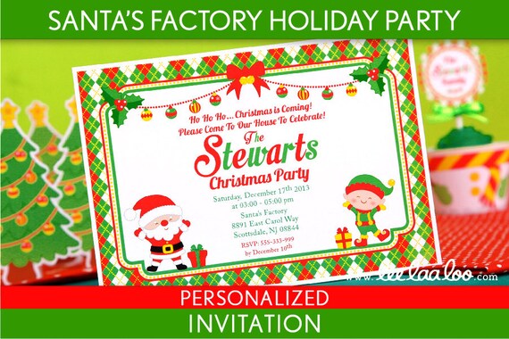 Santa’s Factory Holiday Party Invitation Personalized Printable // Santa’s Factory - H3Pa2 Il_570xn