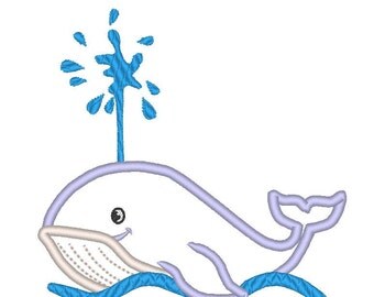 Whale machine embroidery applique and filled designs - multiple sizes INSTANT DOWNLOAD