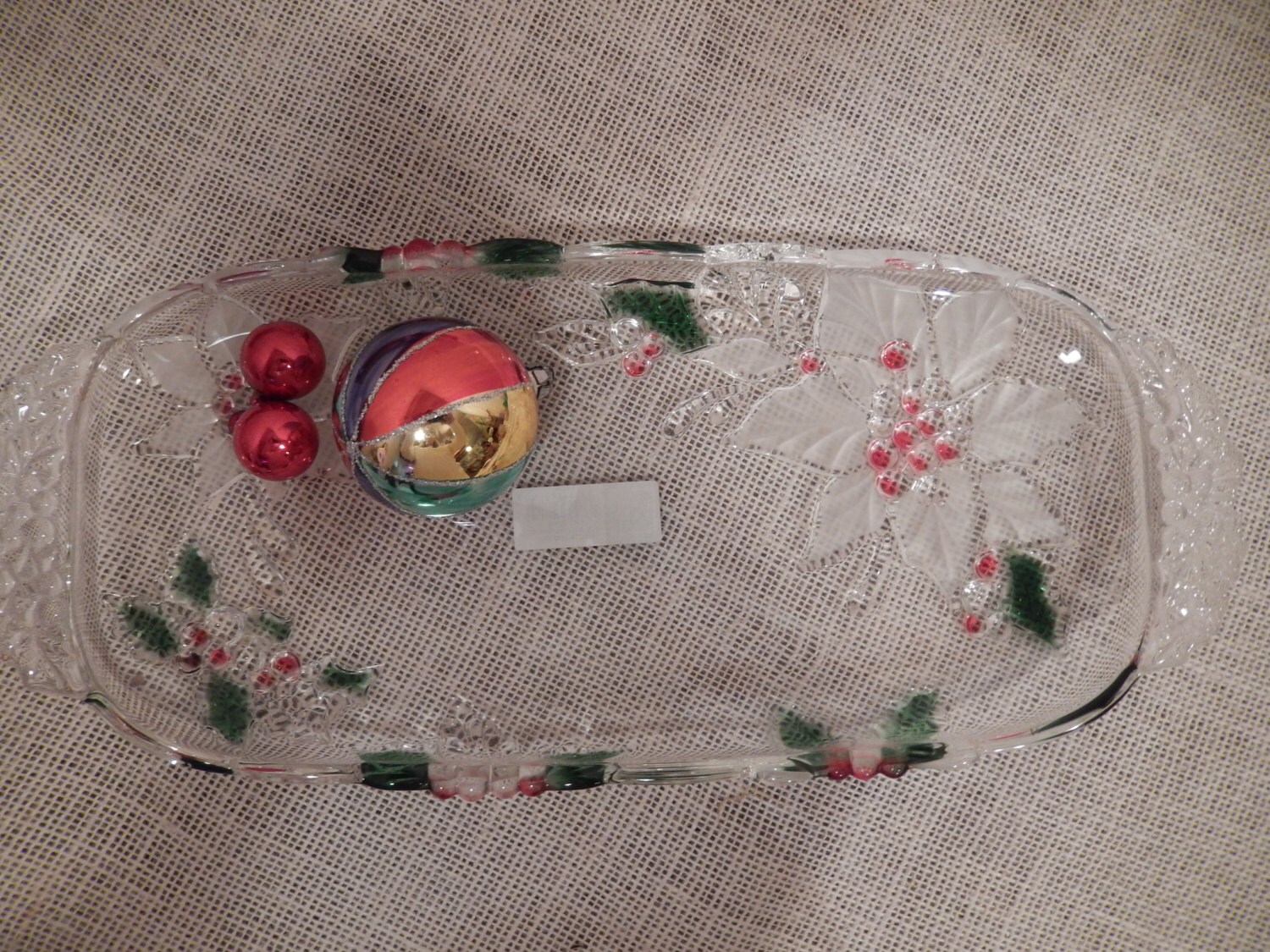 Mikasa Christmas Dish NOS Pointsettia Vintage Christmas Serving Dish