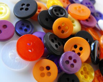 Halloween Buttons, 50 Small Assorted Round Sewing Crafting Bulk Buttons