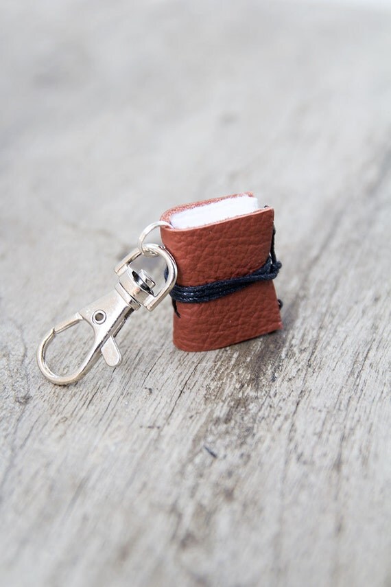 Items similar to Mini book keychain, leather keychain, book charm, men