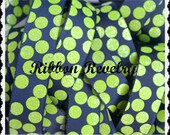 Preppy lime green sparkly silly dots printed on navy 7/8" grosgrain ribbon- Gorgeous in person uniform Il_170x135