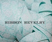 GORGEOUS Aqua gllitter damask 7/8" grosgrain ribbon coordinates with Christmas lines Il_170x135