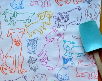 Dog Dish Towel Mutts Dog Print Kitchen Decor Original Design Nadine Westcott Illustrator Canine Dish Towel Handmade Nantucket Dog Lover