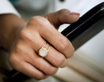 druzy ring, gold ring, druzy jewelry, gold and white ring, gemstone ring, rough ring, semi precious ring, vintage ri