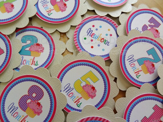 Vanilla Cupcake: Monthly Tags Use for photo banners, scrapbooking Il_570xn