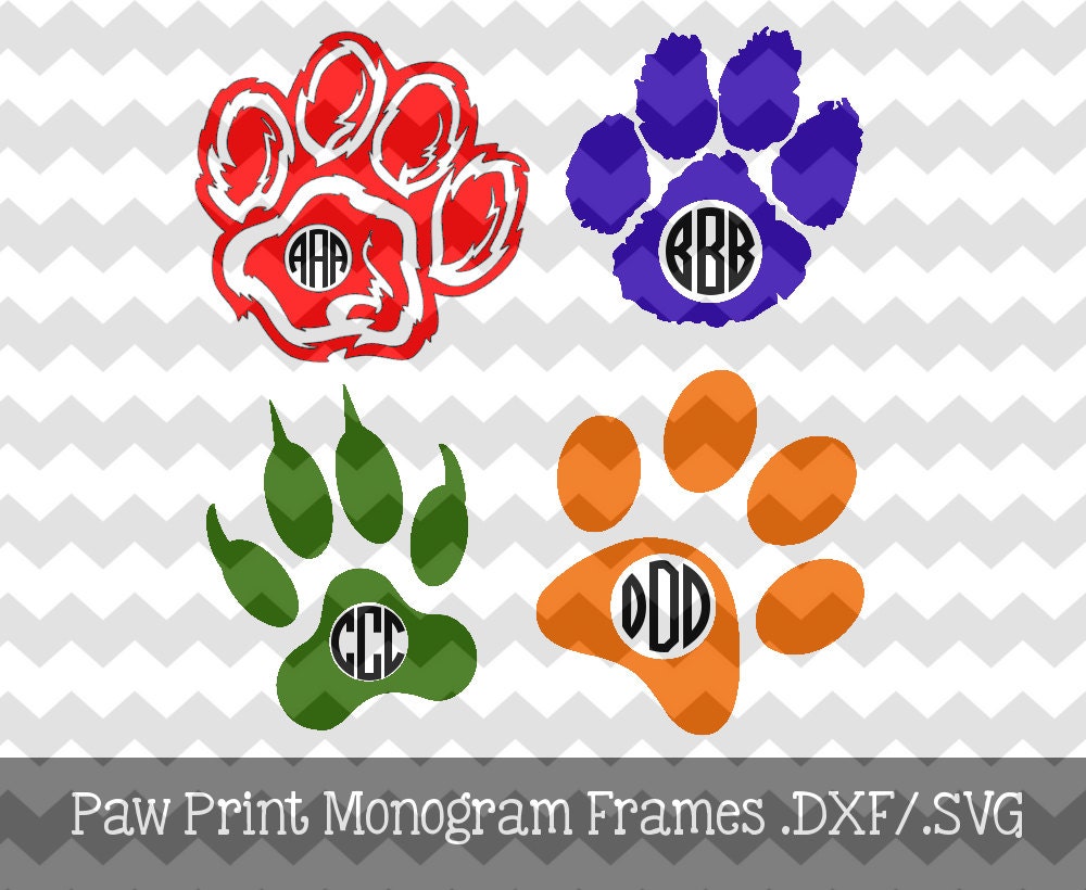 Download Paw Print Monogram Frames .DXF/.SVG/.EPS File by ...