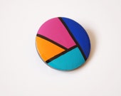 Hand painted wooden brooch