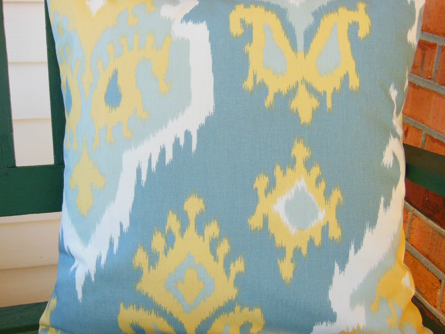 Yellow Blueish Gray Decorative Pillows for Couch by SeamsToMe23