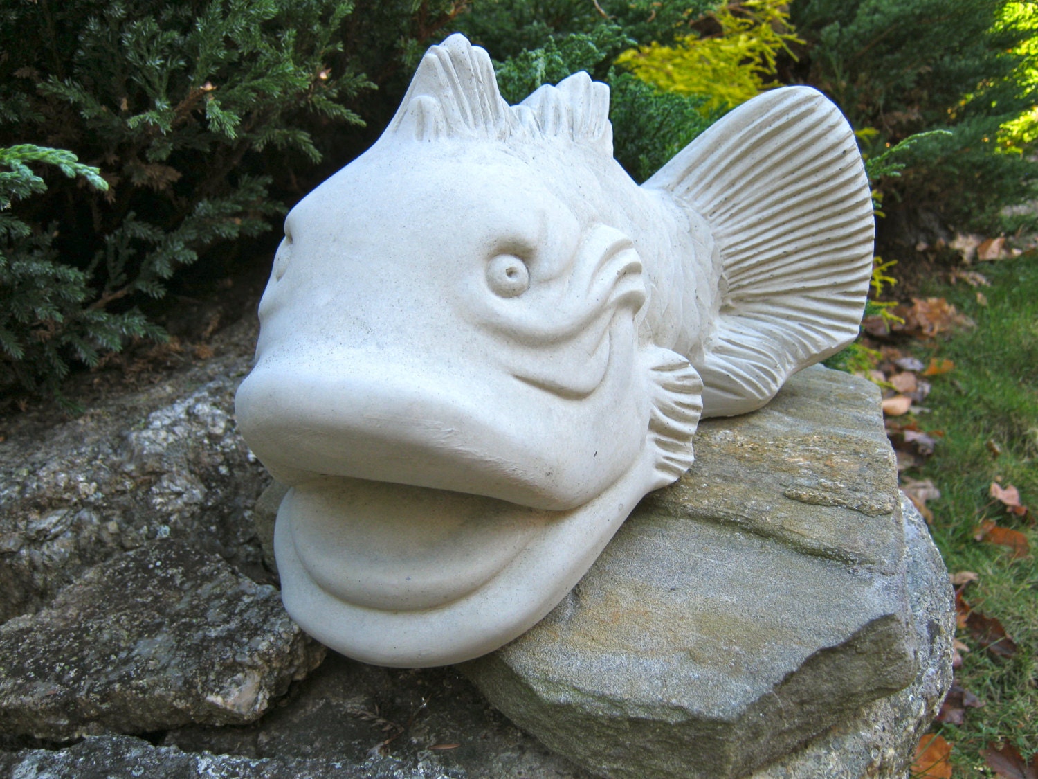 Koi Fish Statue Good Fortune Symbol Feng Shui Cement Figure