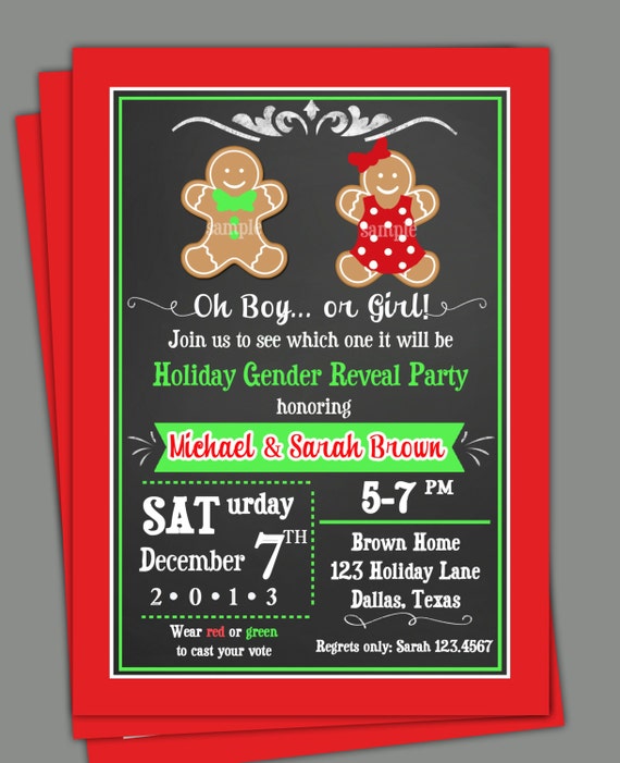 Christmas Gender Reveal Party Invitations 2
