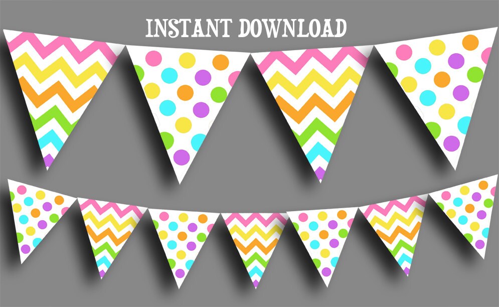 Printable Banner Pastel Chevron and Polka Dot Bunting