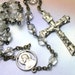Vintage Cross Silver Rosary Beads, silver rosary necklace, religious rosary jewelry, religion, jesus, jesus on a cross, antique rosary