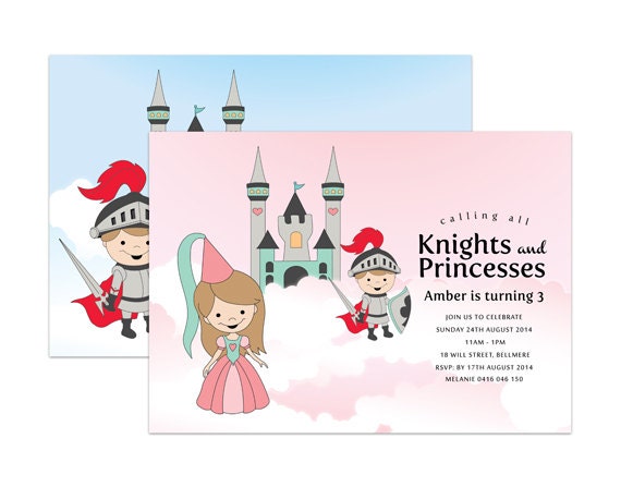 Printable Custom Birthday Party Invitation - Knights and Princesses Il_570xn