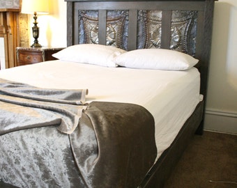 Gray Toned Queen Bed Made Reclaimed New Orleans Houses and Ceiling Tin