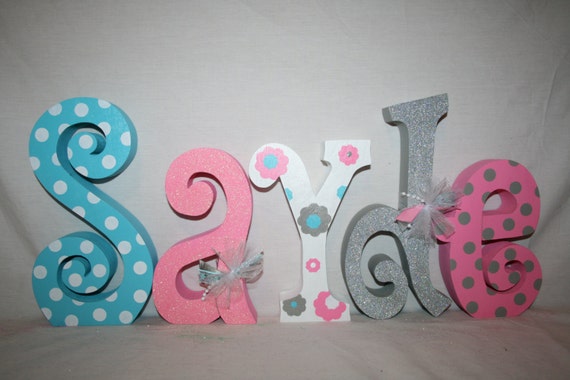 Baby name letters Nursery decor Nursery letters 5 letter