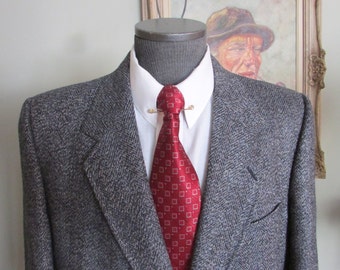 Vintage Mens Tweed Savile Row Blazer, Savile Row Tweed Jacket, Vintage Tweed Sportcoat Savile Row Measures Size 44 Tall