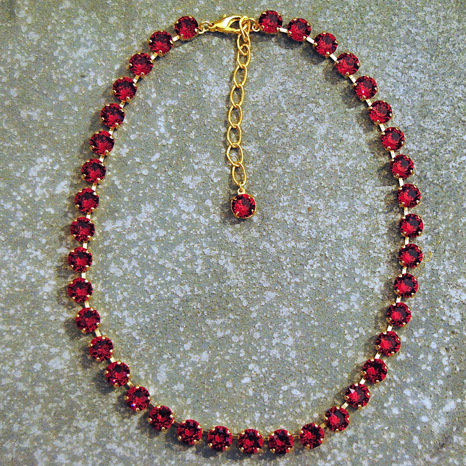Ruby Red Necklace Rhinestone Necklace Swarovski by MASHUGANA