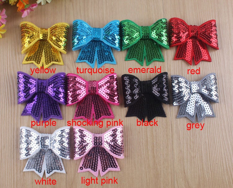 Set of 20 sequin appliques wholesale 3''sequin Bow