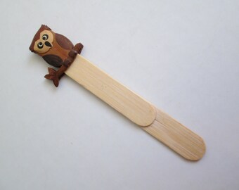 Wood OWL Bookmark. Book Mark. Mod, pop, Mid century Kitsch, Vintage Eames Panton era. Pristine.