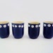 4 Blue White Polka Dots Folk Art Pottery Goblets