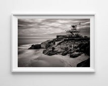 La Jolla Lifeguard Tower, San Diego California Black and White Beach ...