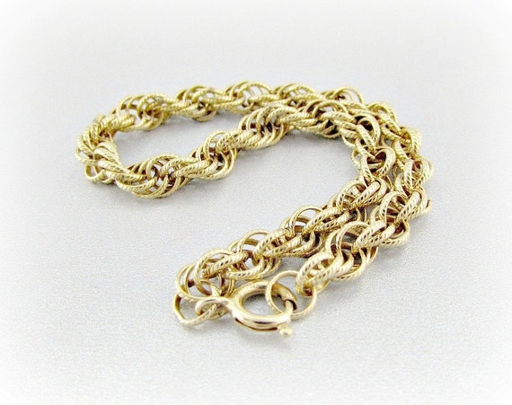 Vintage 12K Gold Filled Chain Bracelet Textured Link