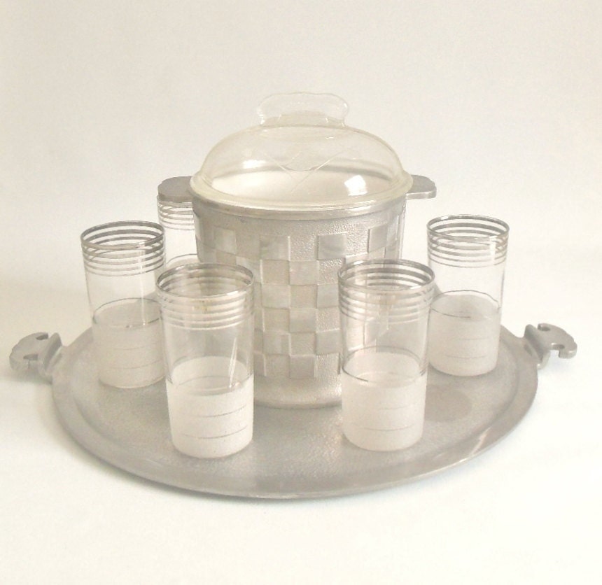 guardian service ware ice bucket & serving tray set frosted