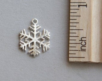 925 Sterling Silver Charm, Snow flake Charm, Snowflake Charm, Sterling Silver Christmas Snowflake Charm, Snow Charm, 14 x 17mm ( 1 piece )