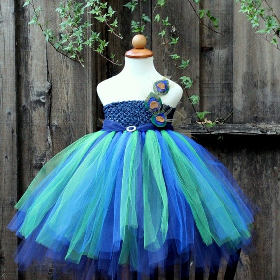 Peacock Wedding Flower Girl Dress