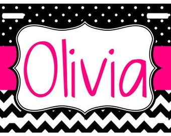 Personalized License Plate, Monogrammed Chevron License Plate, Personalized Car Tag, Vanity Plate