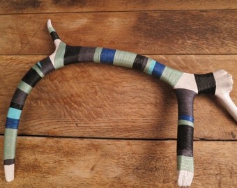 Antler wrapped with embroidery thread: Seafoam/Black/Gray