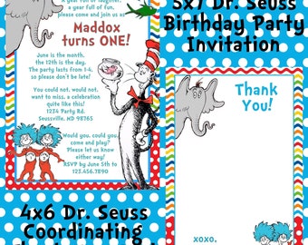 Items similar to Dr Seuss Thing 1, Thing 2 Birthday Party Baby Shower ...