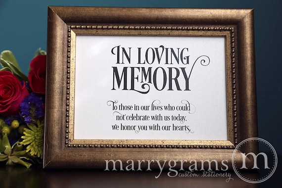 In Loving Memory Sign Table Card Wedding Reception Seating