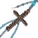 FREE Shipping Christian Cross OOAK Unique Textured Copper with Blue Beading Purse Jewelry or KeyChain