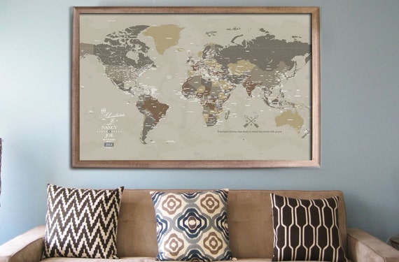 Push Pin Map Extra FRAMED Detailed Map 30X45 By