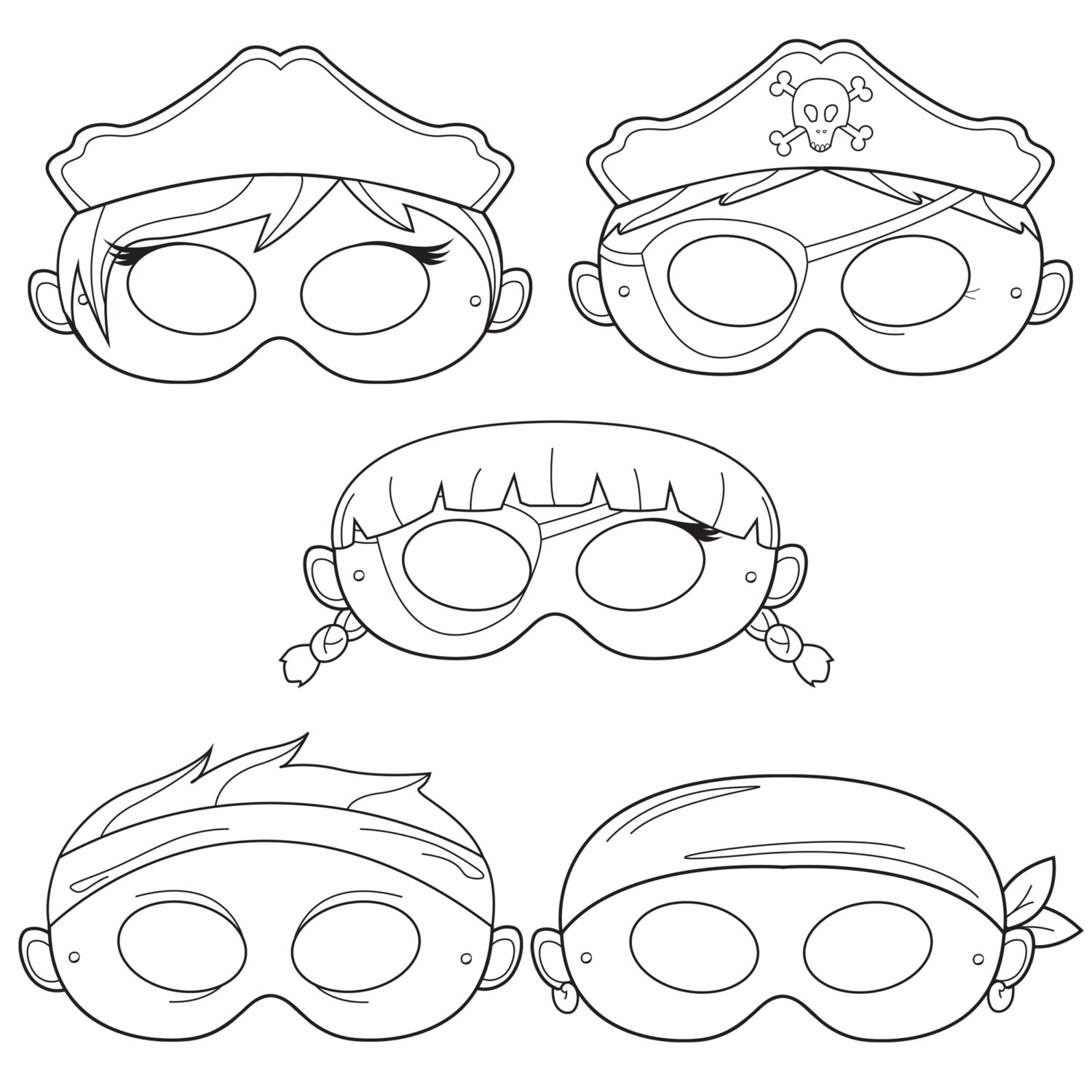 Pirates Printable Coloring Masks pirate mask captain