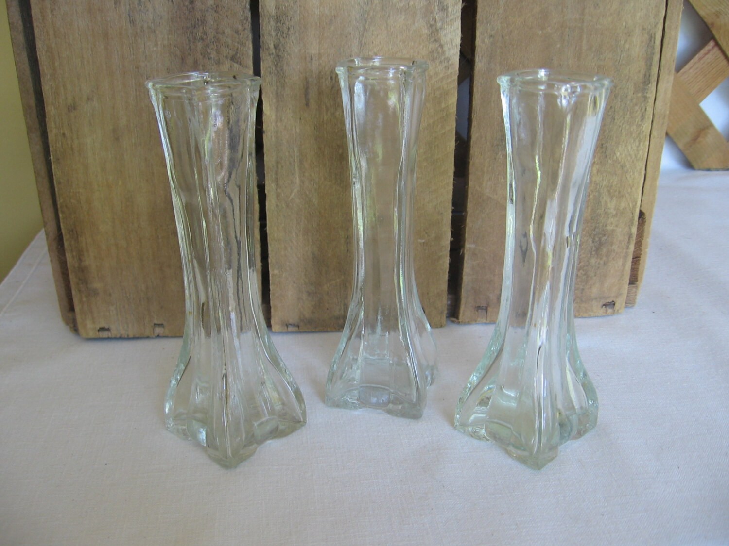 Europa Clear Glass Bud Vases Set of 3 Vintage Clear Bud Vases