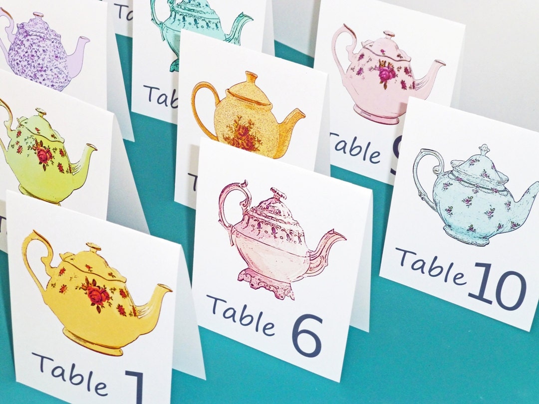 Teapot Table Numbers Teapot Table Tents Teapot Table