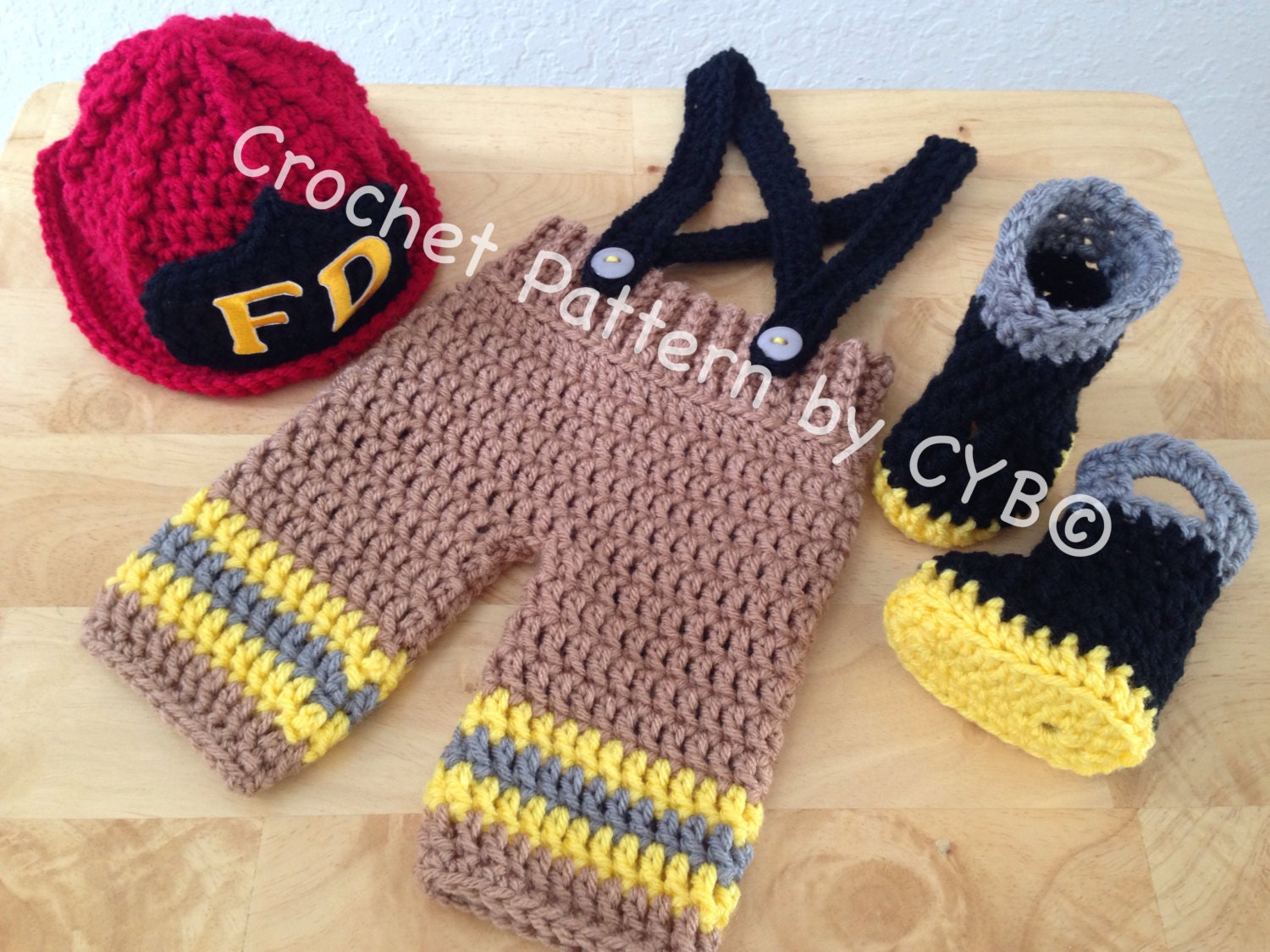 CROCHET PATTERN Newborn Size Baby Firefighter Fireman Hat