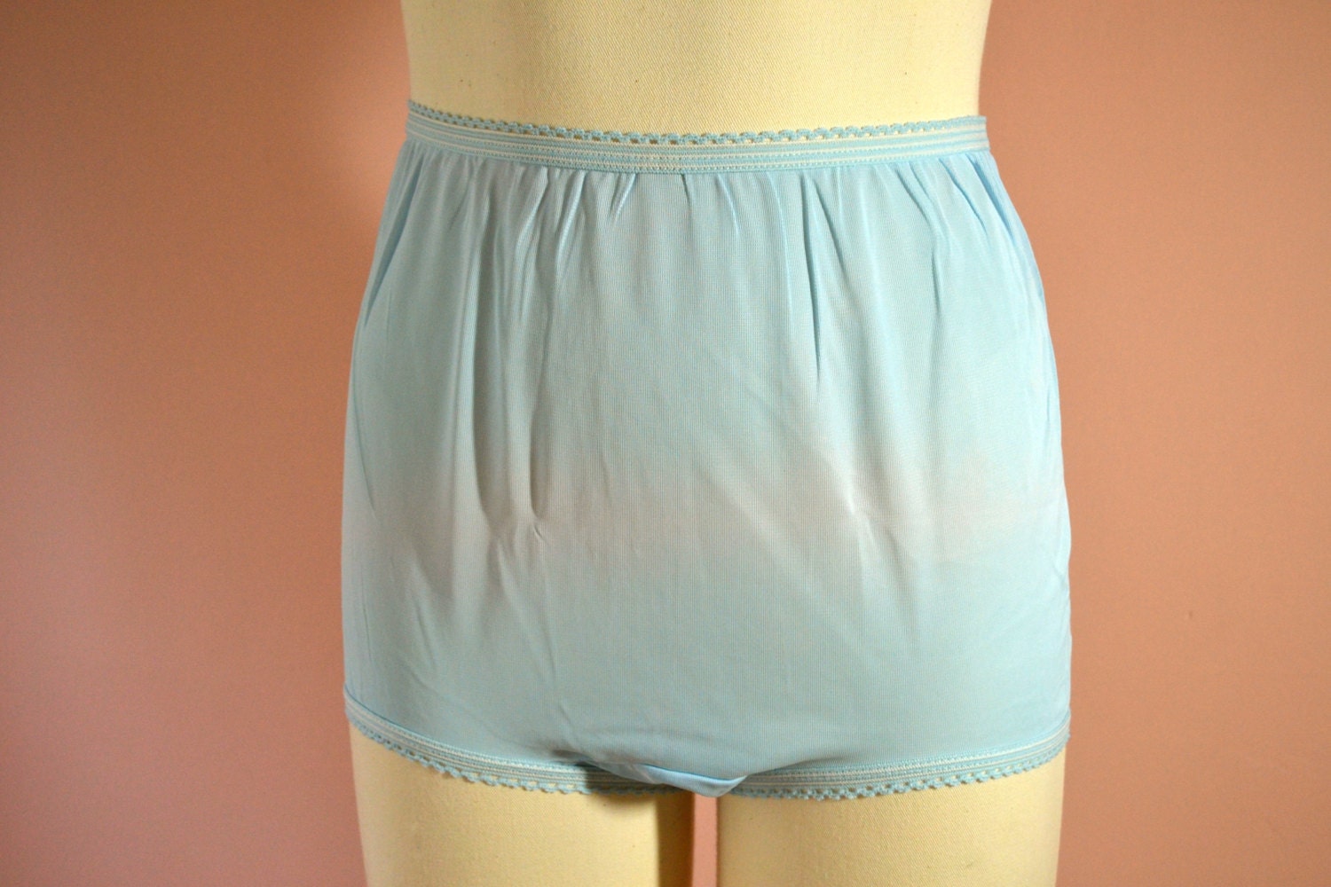 Sale Blue All Nylon Or Acetate Granny Panties Knickers